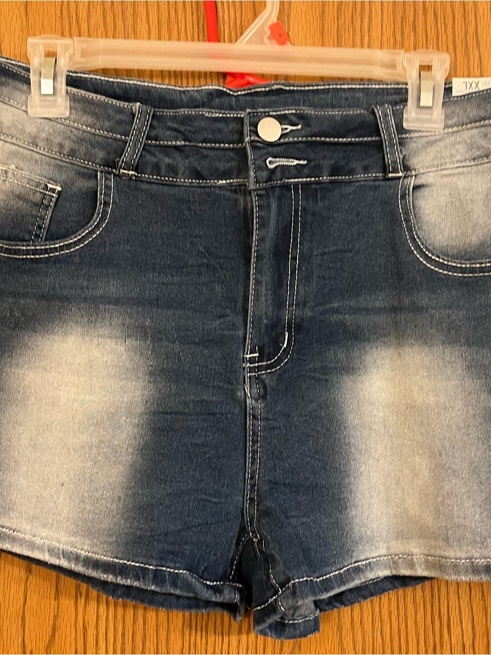 Women's Dark Blue Washed Denim Shorts